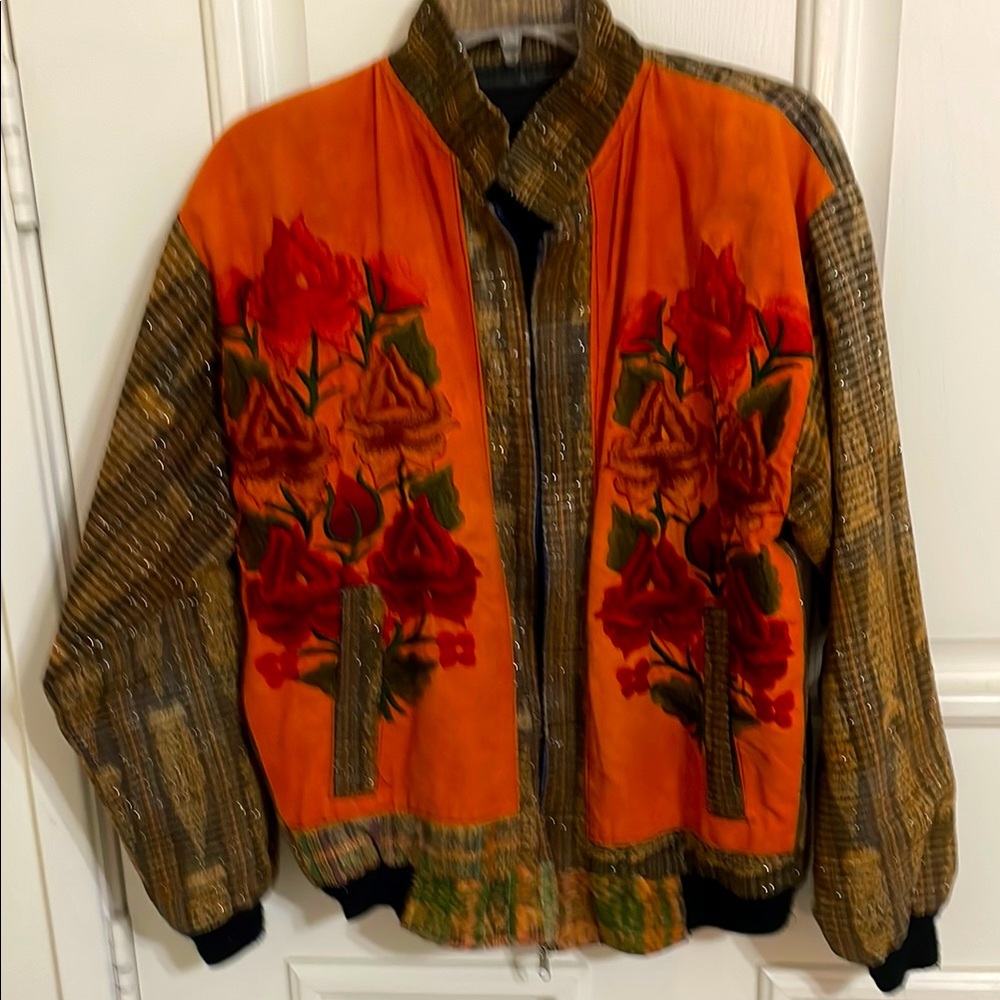 Johnny Was style Floral Embroidered Jacket sz M